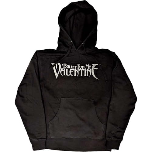 Image of Rock Off officially licensed products Bullet For My Valentine Logo & Raven Official Unisex Hoodie Hooded Top (Large) Black