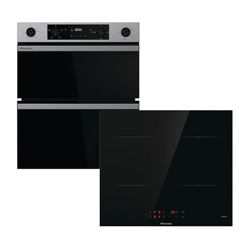 Image of Hisense Hi6 HIPKD4AX60IND1 Built Under Electric Double Oven and Induction Hob Pack - Black/Stainless Steel - A/A Rated