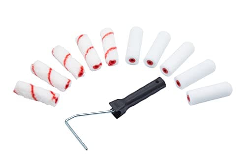 Image of ProDec Contractor 11 Piece Assorted 4 inch Mini Paint Rollers and Frame, Paint Roller Set for a Smooth Finish Painting with Emulsion, Gloss and Satin Paints