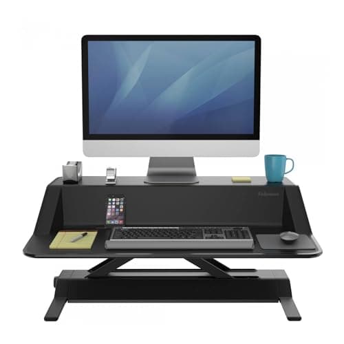 Image of Fellowes Lotus Sit-Stand Workstation Smooth Lift Technology 22 height adjustments Black Ref 7901 138187