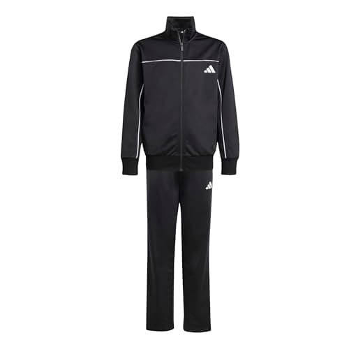 Image of adidas Unisex Kids Junior Tricot Colourpop Tracksuit, black/white, 11-12 Years