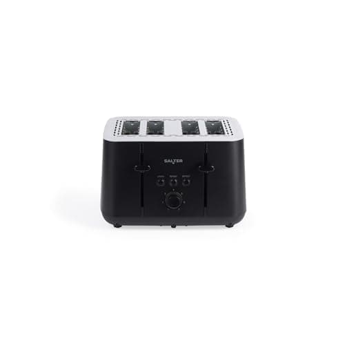 Image of Salter EK5565MBLK Kuro 4-Slice Toaster - 7 Levels Of Variable Browning Control, Self Centering Bread Guides, Defrost, Reheat, Cancel Buttons, Anti-Jam Function, 1850W, Easy Clean Removable Crumb Tray