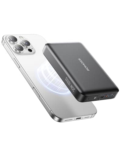 Image of ROMOSS Magsafe Power Bank, 10000mAh Magnetic Wireless Portable Charger, PD 20W Fast Charging magsafe Battery Pack with USB-C for Magsafe, iPhone 17/16/15/14/13 Series, Black