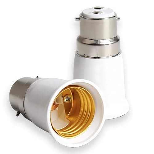 Image of B22 to E27 Socket Converter, 2 Pcs Bayonet to Screw Bulb Adaptor Fitting for Ceiling Fan Light Bulb, Premium BC to ES Lamp Base Adapter for LED Bulbs, Incandescent, CFL Bulbs