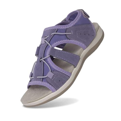 Image of 2026 Sandals For Women Women's Heel Orthopaedic Comfort Open Toe With Arch Support Low Top Round Casual Hiking Outdoor Walking Summer Beach (Purple, 5)