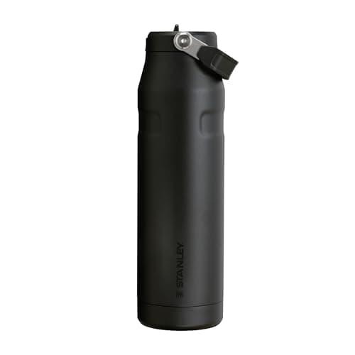 Image of Stanley 1913 Flip Straw Sports Water Bottle with Straw 1.06L - 15 Hours Cold - 4 Days Iced - Stainless Steel - BPA Free - Leak Resistant - Fits in Cup Holder - Dishwasher Safe - Black