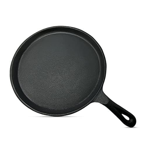 Image of Cast Iron Pan Crepe Pan Round Griddle Plate Can be Used as Pancake Pan Non Stick Dosa Pan Premium Quality | Diameter 27 CM, Black