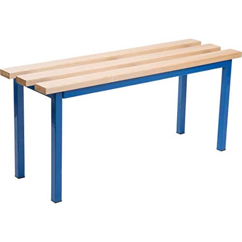 Image of The Workplace Depot Changing Room Benches, Blue Steel & Ash Hardwood Cloakroom Locker Bench Seating