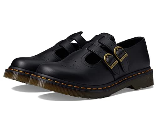 Image of Dr. Martens Women's Vegan 8065 Mary Jane Flat, Black Felix Rub Off, 5 UK