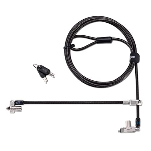 Image of Kensington Slim N17 2.0 Keyed Dual Head Laptop Lock for Wedge-Shaped Slots, Lockable Device Security Tether for Dell Portable Computers, Lie Flat Slim Line, 1.8m Carbon Steel Cable (K60508WW)