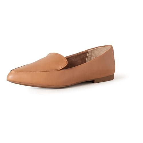 Image of Amazon Essentials Women's Loafer Flat, Camel Faux Leather, 6 UK Wide