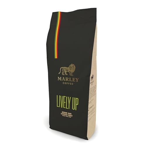 Image of Marley Coffee Organic Strong Dark Roast Espresso Coffee Beans 1kg - Lively Up Blend - Marley Coffee - From The Marley Family - Strength 5 - For All Coffee Machines