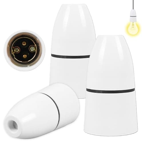Image of B22 Bayonet Pendant Lamp Holder, 3 Pack White Unswitched Ceiling Light Fitting, High Temperature Resistant Bayonet Cap Holder for Ceiling Mount, Chandelier, Hanging & Wall Mount
