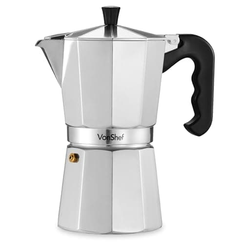 Image of VonShef Stovetop Coffee Maker, 9 Cup Aluminium Italian Espresso Maker, 450ml Gas & Electric Stove Top Moka Pot with Replacement Gasket & Filter