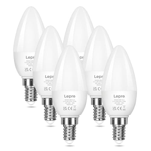 Image of Lepro E14 LED Light Bulb, Warm White 2700K, 4.2W 470 Lumen, 40W Equivalent Candle Bulbs, Small Edison Screw SES, Energy Saving, Non-dimmable, Pack of 6