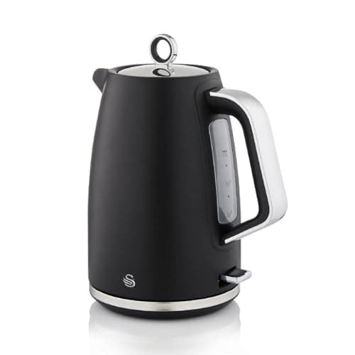 Image of Swan Serenity SK14017BLK 1.7 Litre Kettle with Quick Boiling, 360-Degree Base, Boil Dry Protection, Water Level Indicator, Non-Slip Feet, 3000W, Black