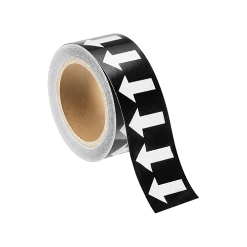 Image of sourcing map Directional Pipe Flow Arrow Adhesive Tape Pipeline Arrow Stickers 2 Inch x 65 Ft Pipe Identification Marking Labels for Pipe Flow Markers, White on Black