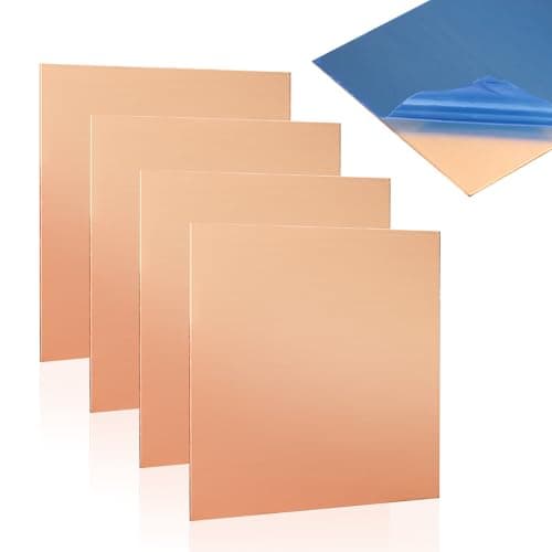 Image of Aramanara 4 Pcs 99.9% Pure Copper Sheet, 1 mm Thick Copper Sheet, Processable Coppers Plate for crafting DIY Project Maintenance Electrical(100 mm x 100 mm x 1 mm)