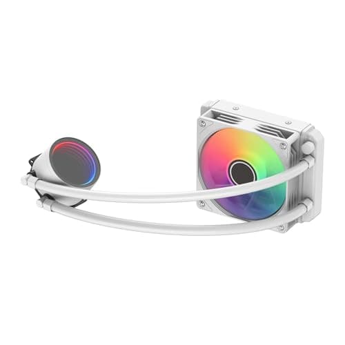 Image of IONZ Watercooler AIO CPU Cooler, Reliable and Affordable All in One Watercooling for desktop PCs, Quiet and Efficient Cooling, AMD and Intel Support with ARGB Fans (White, 120 mm) Bulk Packed
