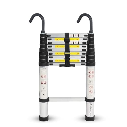 Image of Galvaran Telescopic Ladder 3.2M / 10.5FT Multi-Purpose Aluminium Loft Ladder Extendable, Collapsible and Portable, Max Load 150kg/330lb, Adjustable Step, EN131 (3.2 m)