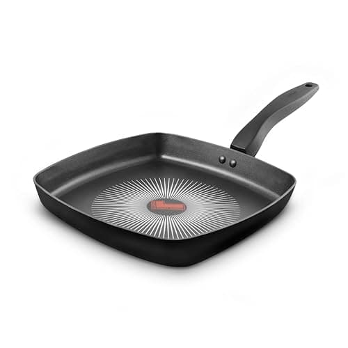 Image of Tower T700317 SmartStart Gourmet 26cm Aluminium Grill Pan with Easy Clean Aeroglide Non-Stick, Long Lasting, Induction Compatible, Oven Safe, PFOA Free, Black