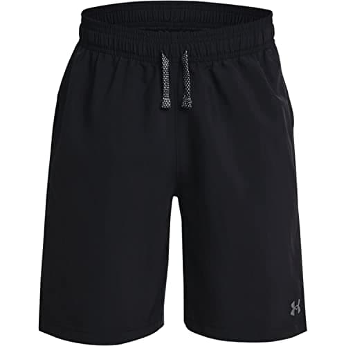 Image of Under Armour Boys' Woven Shorts , Black (001)/White , Youth Small