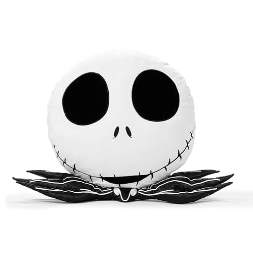 Image of Disney Store Official Jack Skellington Cushion, Tim Burton's The Nightmare Before Christmas, 52cm/20”, Fun Pillow Features Halloween Town's Hero Face