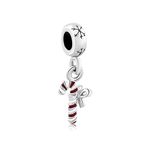 Image of LSxAB Christmas Santa Claus's Candy Cane Charm Compatible with Pandora Charms Bracelets