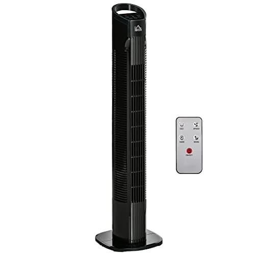 Image of HOMCOM 31" Freestanding Tower Fan, 3 Speed 3 Mode, 7.5H Timer, Oscillating, LED Panel, Remote Control, 31 Inch Standing Fan, Black