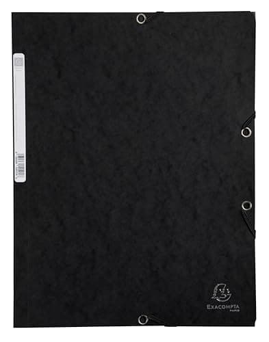 Image of Exacompta - Ref 55501E - Europa Elasticated 3 Flap Folders (Pack of 25) - 24 x 32cm, Suitable for A4 Documents, 400gsm Genuine Premium Pressboard - Black