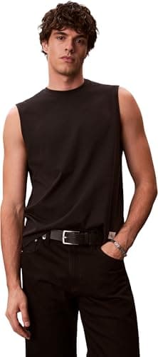 Image of Calvin Klein Men's 30S Jersey Badge Muscle Tank LV04RF273G Tank Top, Black, S