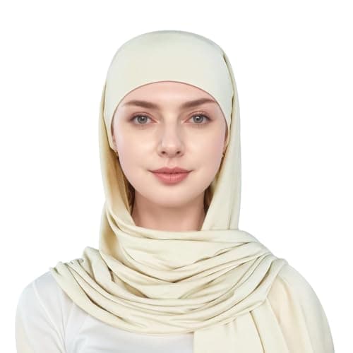 Image of Pre-sewn Instant Slip-on Modal Jersey Hijab Head Scarf Wrap for Muslim Women Luxury Bridal Jilbab Inclusive Modest Fashion Heritage-Meets-Modernity Contemporary Minimalist