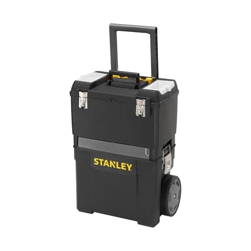 Image of STANLEY Mobile Work Centre Toolbox, 2-in-1 Rolling Workshop with Stackable Units, Removable Toolbox, and Swivel Storage Carousel, 1-93-968