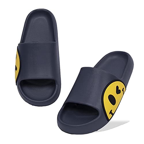 Image of Women Men Beach Slippers Summer Sliders Sandals,EVA Open Toe Soft Slippers,Bathroom Pool Shower Anti-Slip Shoes Flip Flops for Indoor & Outdoor(grey,8/9)