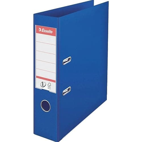 Image of Esselte, A4 Lever Arch File, 75 mm Spine, 500 sheets Capacity, PP, Plastic Cover, No. 1 Mechanism, Files & Folders, Blue, 5 Pack, 162550