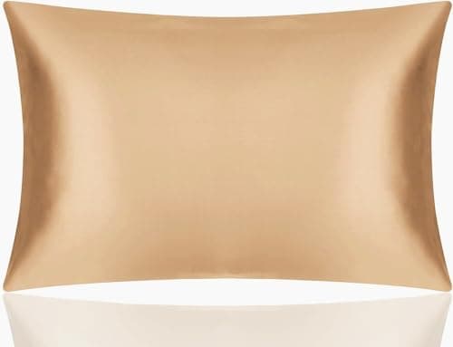 Image of Both Sides Luxury Mulberry Silk Pillowcase 19 Momme Soft Breathable Avoid Facial Wrinkles Hidden Zipper 1pc/pack 100% Pure Natural Silk (Gold, Standard 50x75cm)
