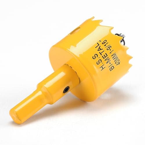Image of 40mm Hole Saw, HSS Bi-Metal Hole Cutter with Drill Bit, Heavy Duty Hole Saw for Wood, Plastic, Drywall, Fiberglass, Yellow