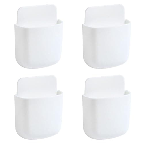Image of ZSRVAJ 4Pcs Remote Control Holder, TV Remote Holder Remote Control Holder for Sofa, Remote Control Holder Wall Mounted,White Remote Holder Wall Storage Box for Home Office Bedroom Container