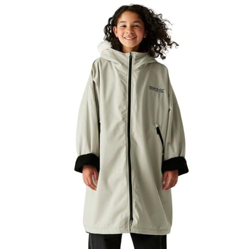 Image of Regatta Kids Waterproof Changing Robe Pro Fur Hood Warm Fleeced Lined Oversized Coat