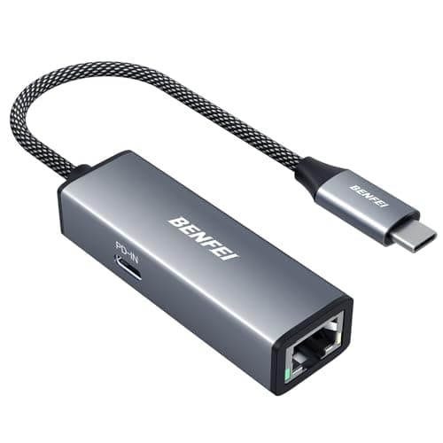 Image of BENFEI USB-C to Ethernet Gigabit Adapter with 100W Power Delivery, Thunderbolt 3/4 to RJ45 Ethernet LAN Network Adapter Compatible with iPhone 15 Pro/Max, MacBook Pro/Air 2023, iPad Pro, iMac