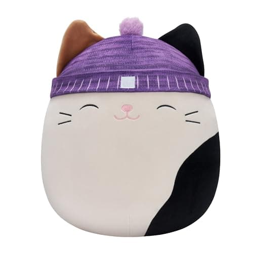 Image of Squishmallows Original 16-Inch Cam the Cat with a Purple Beanie Large-Sized Plush