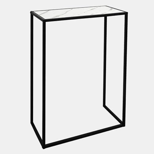 Image of OHS Console Side Table, Marble Look Top Slim Console Table For Hallway Sturdy Frame Compact Display Tables for Living Room Entryway Decorative, 56 x 26 x 76cm - White