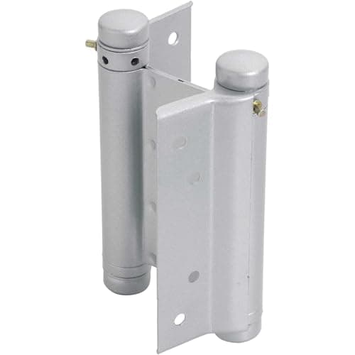 Image of Double Action Spring Hinges, 100mm 4" Silver Lacquered, Pair Self-Closing Swing Door Hinges for Inward & Outward Opening, Heavy-Duty Corrosion-Resistant with Fixings