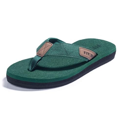 Image of FITORY Mens Flip Flops Beach Thongs Outdoor Comfort Pool Slippers Adult Shoes Green Size 11 UK