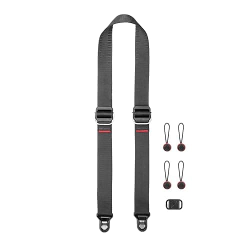 Image of Peak Design Slide Lite Camera Strap, Black, Configurable as a Sling, Neck or Shoulder Strap, Quick Release and Connection, Smooth and Grippy Side, Camera Straps for Photographers, 90 kg Capacity