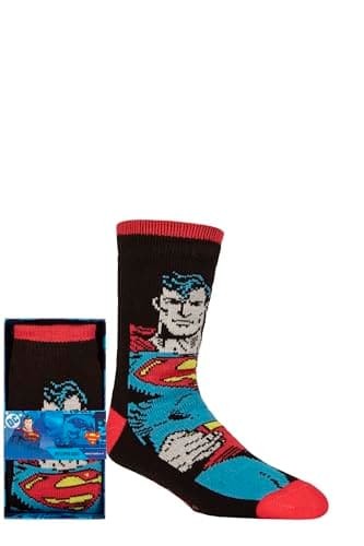 Image of SockShop DC Comics Men’s 1 Pair Gift Boxed Superman Anti Slip Grip Socks – Soft Warm Non-Slip Lounge Footwear with Iconic Logo Design, Cosy Present for Superhero Fans and Home Comfort Multi 6-11