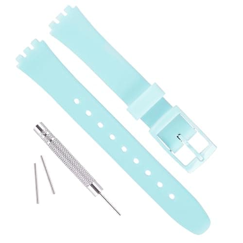 Image of Replacement 12mm Waterproof Silicone Rubber Watch Strap Watch Band for Swatch (Light Blue)