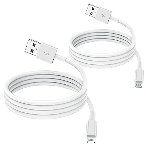 Image of TUMABER 2 Pack Apple MFi Certified iPhone Charger Cable 1m, Lightning to USB Cord 2.4A Fast Charging Phone Short Cables for iPhone13/12/12 mini/ 11/11Pro/Max/X/XS/XR/XS Max/8/7/6/iPad, White