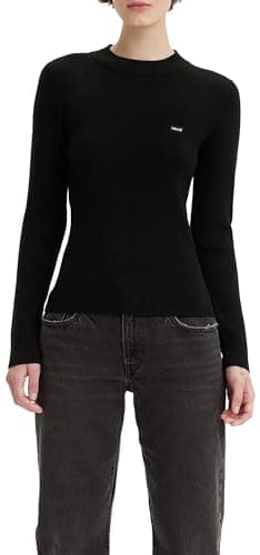 Image of Levi's Women's Crew Rib Sweater Sweatshirt, Caviar, S
