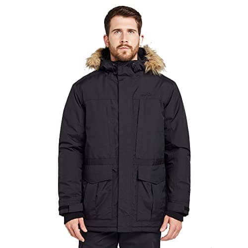 Image of Peter Storm Men's Peter Parka III Jacket with Faux Fur Trimmed Hood & 7 Utility Pockets, Waterproof, Breathable & Insulated Winter Coat (UK, Alpha, XS, Regular, Regular, Black)